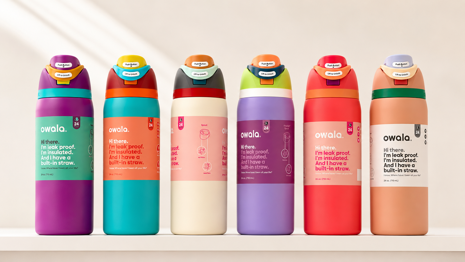 Termos Owala de colores, disponibles en Coco Shopping